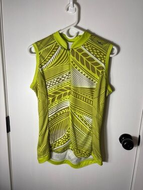 Seefeest Neon Lime Cycling Jersey Tank Lrg Sleeveless Bike Top Rear Pockets